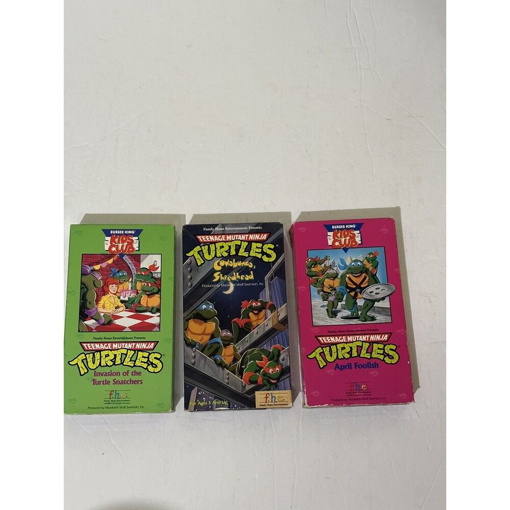 Teenage Mutant Ninja Turtles VHS Cartoon Lot of 3 Kids Club‎ & FHE Vintage 90s